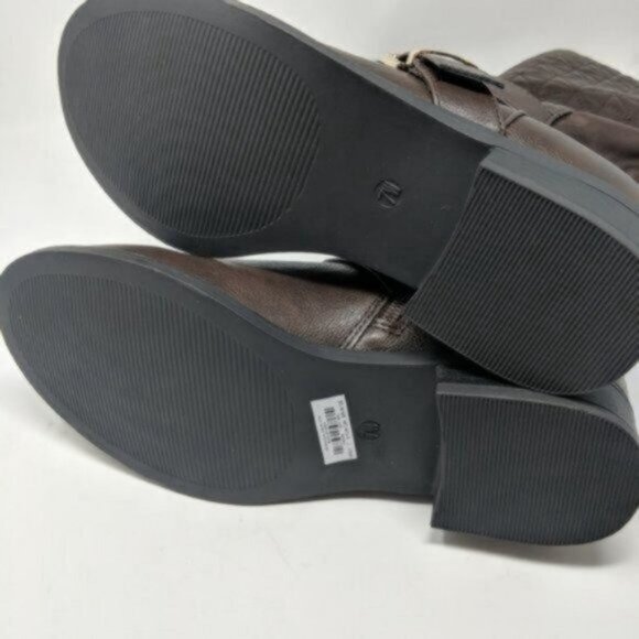 Torrid | Quilted Over The Knee Wide Calf Quilted Boots Brown - Picture 7 of 7